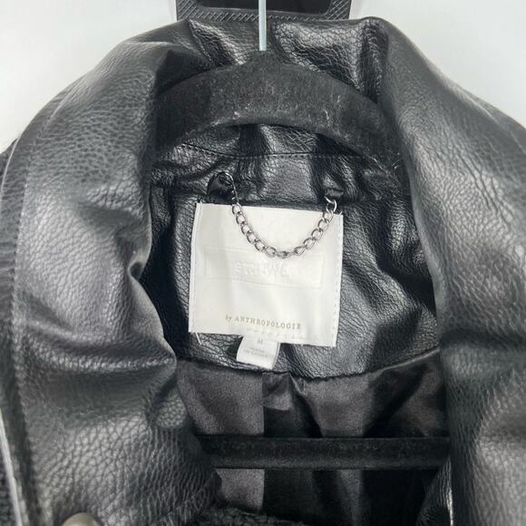 Anthropologie Ett:twa Vegan Leather Sweater Moto Jacket Black - Picture 4 of 7